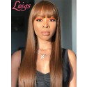 New Arrival Silky Straight Glueless 13x6 Lace Front Human Hair Wigs With Bangs Brown Hair Color Wig For Black Women Lwigs246