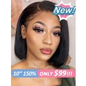 Pre-plucked Hairline Brazilian Human Hair Only $99 Side Part Bob Hairstyle 10 Inch C-Part Lace Wigs Lwigs252