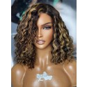 New Balayage Blonde Highlights On Natural Color Wig For Beginners Deep Side Part Bob Wig 360 Wig Human Hair NEW17