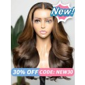 New Style HD Lace 100% Brazilan Virgin Human Hair 13x6 Black/Brown Ombre Highlights Color Body Wave Lace Front Wig NEW05