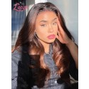 Pre-plucked Hairline HD Lace Ombre Brown Color Wavy Hair 100% Virgin Human Hair 360 Lace Frontal Wigs Lwigs164