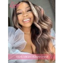 Ombre Color Body Wave Virgin Human Hair Wigs 360 Lace Wig Glueless Dream HD Lace Frontal Wig Ash Brown Mixed Color Hair Lwigs347