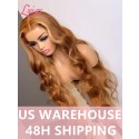 Sunshine Orange Brown Wavy 13x6 HD Lace Body Wave Pre-Plucked Hairline Bleached Knots Highlight Lace Front Wigs Lwigs361