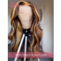 Pre Plucked Brown Wig With Honey Blonde Highlights HD Lace Wig Bleached Knots Body Wave Brazilian Hair 360 Wig Lwigs373