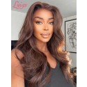 Undetectable HD Swiss Lace 6" Parting Body Wave Bleached Knots Brown Color 13x6 Lace Frontal Wig With Pre-plucked Hairline Lwigs182
