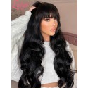 Wavy Hairstyles 360 Dream Swiss Lace Human Hair Wigs Brazilian Virgin Hair Wig Pre Plucked Body Wave With Bangs Lwigs187