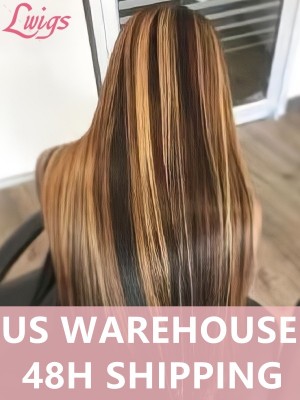 Fast Shipping Virgin Human Hair Silk Straight Japanese Swiss Lace 190% Density Highlight 13x4 Lace Front Wigs Lwigs89