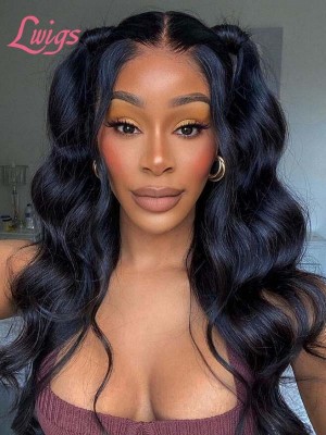 100% Human Hair Undetectable HD Full Lace Wig Bleached Knots Virgin Hair Black Body Wave Wig Glueless Wigs Lwigs189