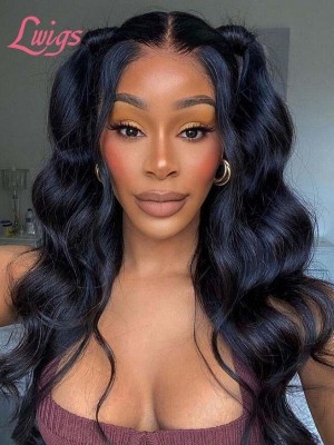 Glueless Wigs For Beginners 100% Human Hair Body Wave Wig Styles Undetectable HD Full Lace Wig Bleached Knots Natural Color Wig For Sale Lwigs189