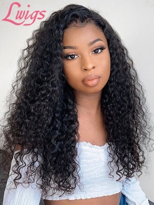 100% Virgin Human Hair 4x4 Lace Closure Wig Curly HD Lace Wig With Bleached Knots Pre-plucked Hairline Lwigs310