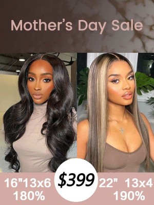 2021 Mother's Day Sale HD Lace Wigs Mix Color Natural Wave With Body Wave Wigs Virgin Human Hair MD09