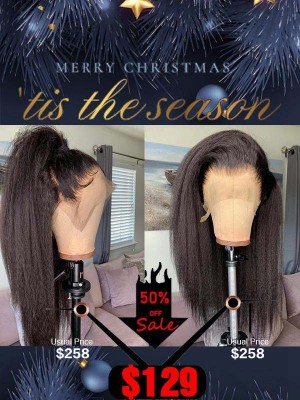 Shock Sale Kinky Straight 13x4 Lace Front Wigs With Bleach Knots With Baby Hair MXS02