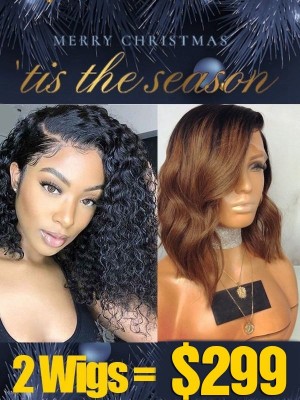 Lwigs Pay 1 Get 2 Wigs Tint Curly Lace Front Wig With Natural Wave 360 Lace Wig Pre Sale MXS05