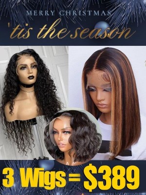 Combo Sale For 3 Wigs Lwigs Sale Pay 1 Get 3 Wigs With Pre-plucked Hairline For Black Women BF06