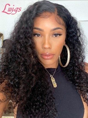 180% Density Deep Curly Virgin Human Hair Wigs For Black Women Side Part Curly Weave Hairstyles Full Lace Wig Bleached knots Lwigs131