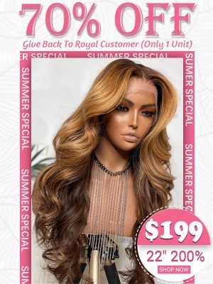 Lwigs Flash Sale Highlight Body Wave Virgin Human Hair 22 Inches 200% Density Pre Plucked 13x4 Lace Front Wig TS22