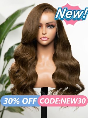 New-In Body Wave Wig Side Part Hairstyles Human Hair Brown Color Wig #4 Glueless Wigs With Baby Hair 360 Lace Wig NEW14