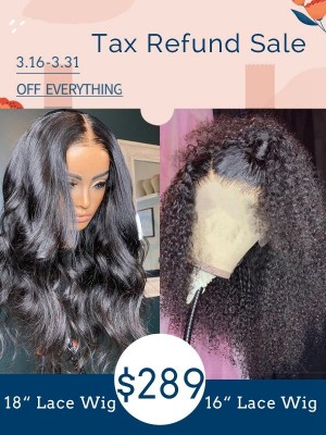 Combo Sale Long Body Wave 4*4 Lace Wig With Kinky Curly Lace Front 13*4 Wig Bleached Knots With Babe Hair Tax Refund Sale TAX22