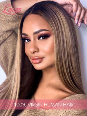 Brazilian Virgin Human Hair Silk Straight Ombre Color Undetectable HD Lace Lace Front Wigs Lwigs295