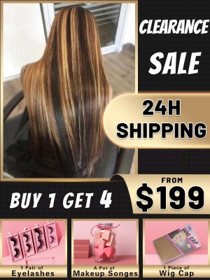 24hrs Ship Blonde Balayage Straight Best Human Hair Wig Pre-plucked Affordable 13x6 Lace Front Highlight Color Wig For Beginners KC13