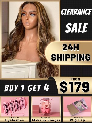24hrs Shipping Highlight Color Body Wave 100% Virgin Human Hair Clearance Sale 13x6 Lace Front Wig Undetectable HD Lace KC03