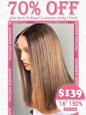 Lwigs Flash Sale Balayage Ombre Color Bob Wig 16 Inches 150% Density 13x4 Lace Front Wig For Black Women TS23