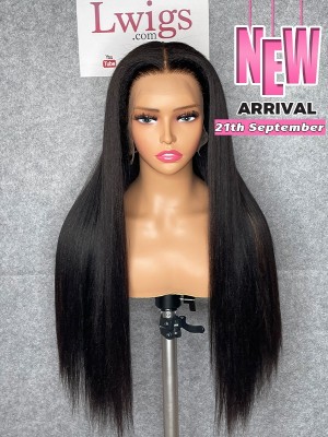 Lwigs Customized 100% Virgin Human Hair Light Yaki Straight 22 Inches 180% Density Bleached Knots Glueless 360 HD Lace Wig Custom13