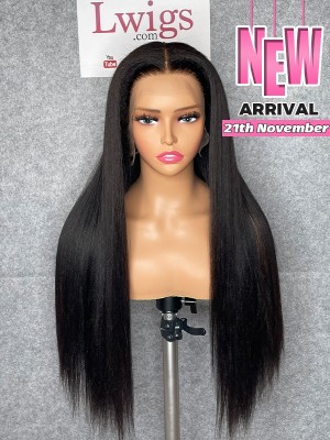 Lwigs Customized 100% Virgin Human Hair Light Yaki Straight 22 Inches 180% Density Bleached Knots Glueless 360 HD Lace Wig Custom13