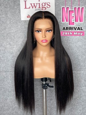 Lwigs Customized 100% Virgin Human Hair Light Yaki Straight 22 Inches 180% Density Bleached Knots Glueless 360 HD Lace Wig Custom13