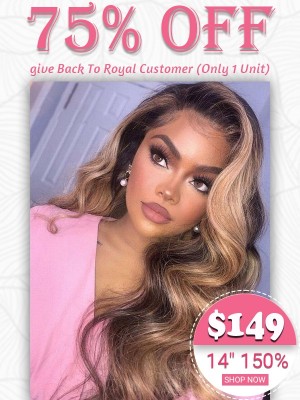 Lwigs Flash Sale Highlight Color 14 Inches Body Wave HD Lace 150% Density Bleached Knots 360 Lace Wig For Sale RS04