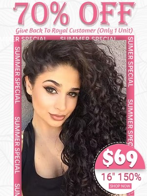 Lwigs Summer Special Offer Loose Curly 16 Inch Bleached Knots 150% Density Brazilian Human Hair 13x4 Lace Front Wig TS03