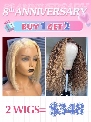 Lwigs 8th Anniversary Special Offer HD Lace Pre Plucked Blonde #613 Human Hair 13x6 & 360 Lace Wigs Combo Sale CS12