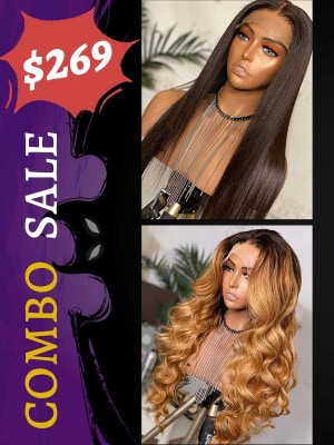 Group Buy 16 Inch Silky Straight & 18 Inches Highlight Color Body Wave Undetectable HD Lace Closure Wigs Human Hair HW02