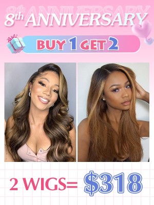 Lwigs 8th Anniversary Sale 13x4 & 13x6 HD Transparent Lace Highlight Straight And Wavy Hair Human Hair Lace Wigs CS07