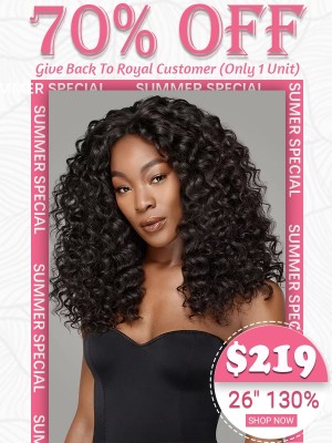 Lwigs Flash Sale 26 Inches Long Length 130% Density Deep Wave 13x4 Lace Front Wig Affordable Brazilian Hair TS15