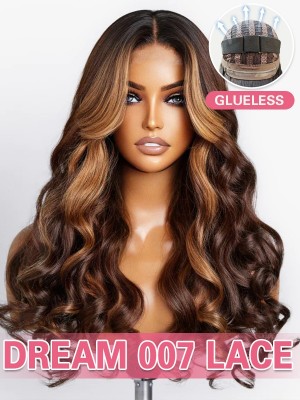 Lwigs New Arrivals Wear Go 7x6 Dream 007 Lace Pre-Plucked Hairline Ombre Highlight Body Wave One Step Install Air Wig PR08