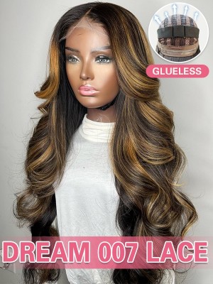 Lwigs New Arrivals Breathable Cap Glueless 7x5.5 Dream 007 Lace Highight Color Wavy Hair With Bleached Invisible Knots PR02