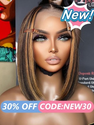 Lwigs New Arrivals Middle Part Highlight Color Easy Install Bob Hairstyle 360 Invisible HD Lace Wigs For Black Women NEW59