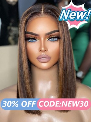 Lwigs New Arrivals 16 Inches Short Bob Haircut Ombre Highlight Color No More Work Needed 13x6 HD Lace Front Wigs NEW69