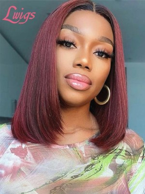 #T1B/99J Bob Haircut With Ombre Color Virgin 100% Human Hair Unprocessed 360 Brazilian Pre Plucked HD Lace Wig Lwigs160