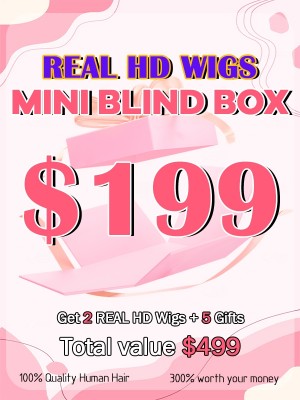 Lwigs $199 Mini Surprise Mystery Box - 100% Human Hair Real HD Lace Wigs VALUE $499 UD26