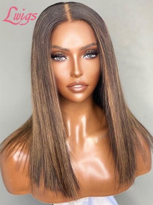 Balayage Ombre Color 360 Wig Brazilian Bob Wig Human Hair Highlight Color Hair Blonde Wig For Black Women 360W01