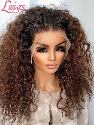 Clean Bleached Hairline Ombre Color Curly Hairstyles Human Hair Ash Color Wig Virgin Brazilian Hair Lace Front Wigs Lwigs209