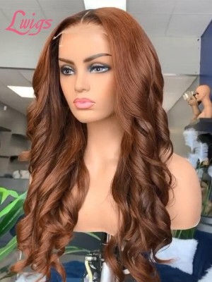 Coffer Brown Wigs Human Hair Loose Wave Full HD Lace Wigs Pre Plucked And Bleached Knots Colored Body Wave Wig Lwigs85