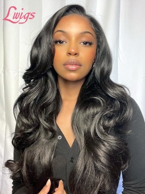 Fast Shipping Body Wave Glueless Lace Wig Virgin Human Hair Pre-bleached Invisible 13x6 HD Lace Front Wig Lwigs34