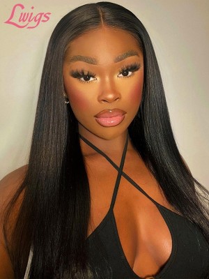 Full Lace Pre Plucked Hairline With Baby Hair HD Lace Wig Bleached Knots Silky Straight Virgin Brazilian Human Hair Wigs Lwigs68