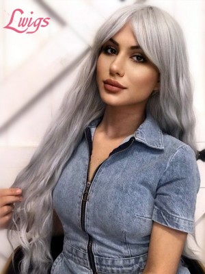Grey Color Sexy Body Wave Virgin Brazilian Human Hair 13x4 Lace Wig With Undetectable Transparent Dream Lace Lwigs283