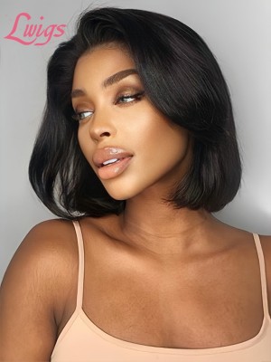 HD Lace Pre Plucked Hairline Brazilian Virgin Human Hair Short Bob Straight Human Hair 360 Lace Wigs Lwigs47