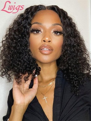 High Quality 180 Lace Frontal Pre Plucked Curly Short Bob 360 Human Hair Lace Front Wigs Pre-bleached Knots With Afterpay Lwigs106