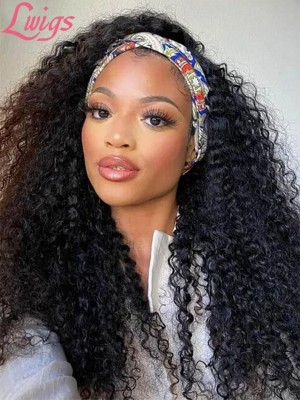 Hot Selling Natural Wave Wig Brazilian Human Hair Headband Wig Full Machine Made Curly Wig Headband Lwigs393